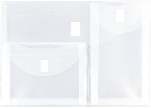 JAM PAPER Multi Pocket Envelopes, Plastic with Hook & Loop Closure, 3 Pockets, Letter Booklet, 9 3/4 x 13, Clear,