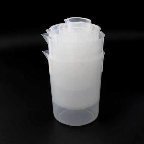 ULAB Scientific Plastic Beaker Set, 5 Sizes 50ml 100ml 250ml 500ml 1000ml, Stackable with Spout, UBP1007