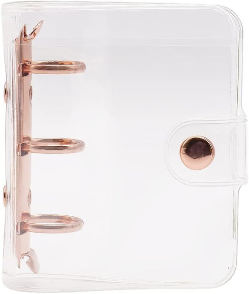 Mini Size Clear 3-Ring Binder Cover, Refillable PVC Notebook Binder with Snap Button Closure for 3-Holes Filler Paper