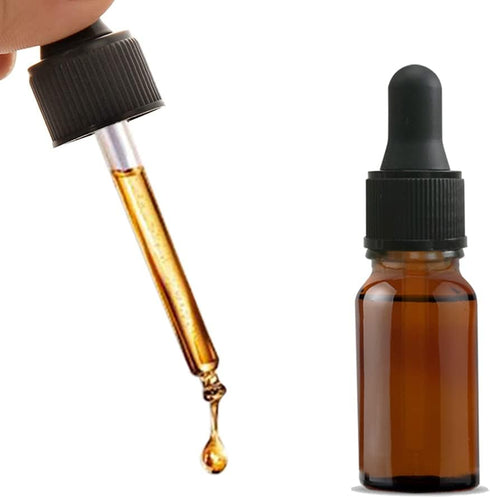 48 Pack 10 ml (1/3 oz) Glass Dropper Bottles for Essential Oil, Amber Round Glass Boston Bottle With Black Eye Dropper