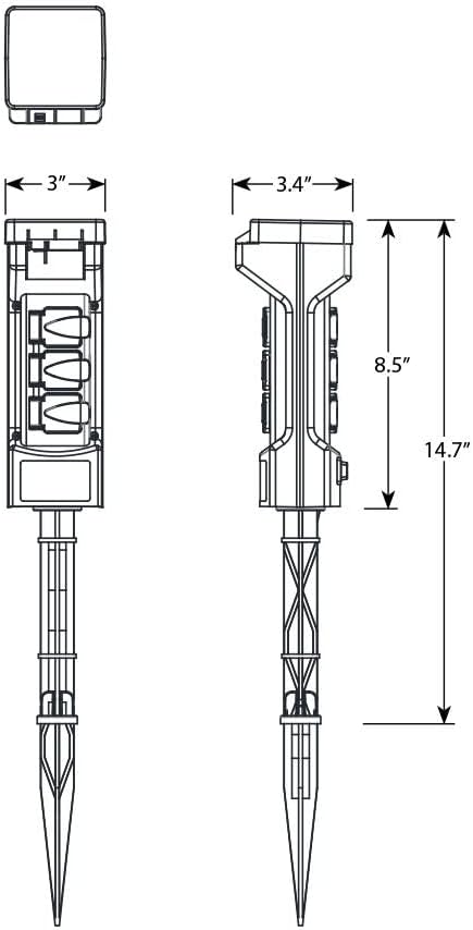 120V 6 6-Foot VOLT Outdoor Power Stake with Timer, Grounded Outlets & Extension Cord (Green) for Christmas Lights