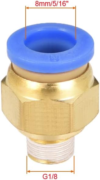 uxcell Straight Pneumatic Push to Quick Connect Fittings G1/8 Male x 8mm Tube OD 8pcs by uxcell