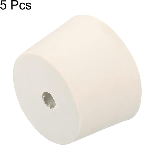 MECCANIXITY Rubber Tapered Plug, 43mm to 50mm with Hole Test Tubes Bungs Stopper White for Lab Home, 5 Pieces
