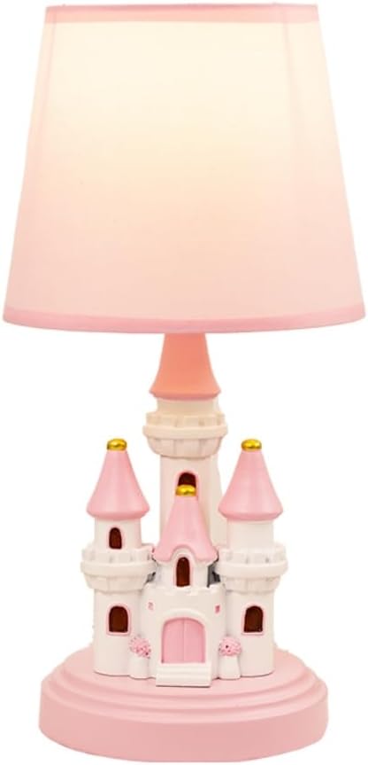 Ecliptix Kids Table Lamp, Adorable 14 Inch Castle Style Kids Desk Lamp, Pink
