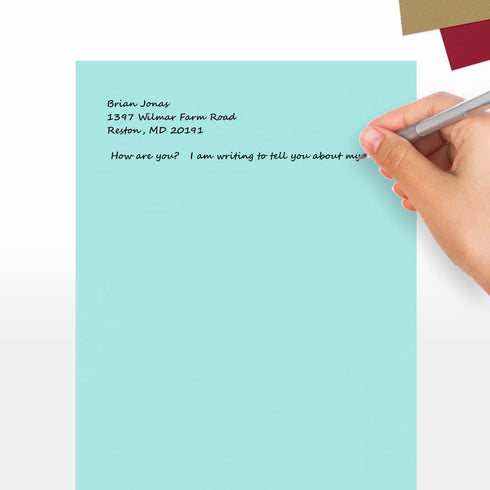 LUXPaper 8.5" x 11" Paper, Seafoam Blue, 80lb. Text, 50 Qty, Letter Size