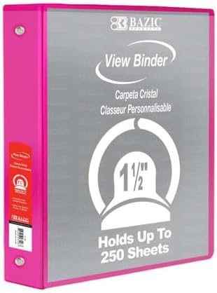 BAZIC 1.5" Fuchsia 3-Ring View Binder w/ 2-Pockets by BAZIC Products