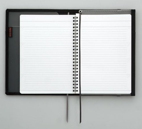 KOKUYO Systemic Cover Notebook, A5, B 6mm Ruled, 28 Lines, 50 Sheets, Twin Ring Edge, Black