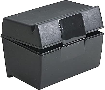 Oxford 01351 Plastic Index Card Flip Top File Box, Holds 300 3 x 5 Cards, Matte Black (1 EA)