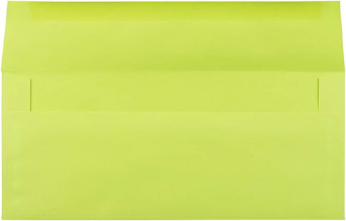 JAM PAPER #10 Business Colored Envelopes - 4 1/8 x 9 1/2 - Ultra Lime Green, 50/Pack