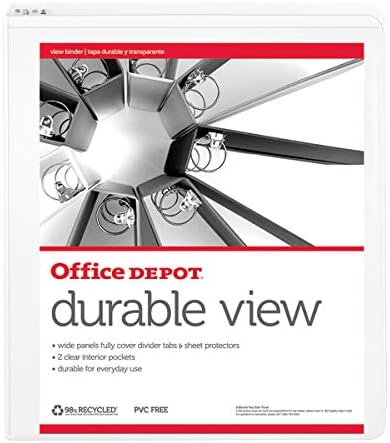 Office Depot Nonstick Round-Ring View Binder (OD02960) - 1in. Rings, 100% Recycled, White