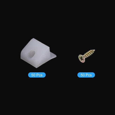 50Pcs 90 17.5x15.5x9mm uxcell Degree Plastic Corner Braces, Nylon Shelf Right Angle Brackets with Screws for Cabinets
