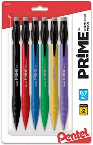 Prime Mechanical Pencils, 0.7 mm, Medium Point, Assorted Barrel Colors, Pack of 6