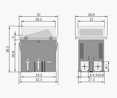 2Pcs KEDU HY12 4Pins Push Button Switch, AC 125/250/400V, Waterproof Rocker Switches for Electrical Appliances