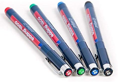 Edding Profipen 1800 Pigment Drawing Pen, 0.1 mm, Pack of 4 - Black, Blue, Red, Green
