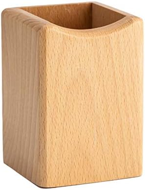 Wood Pen Holder Desk, Wooden Pencil Holders for Desktop Pens Stand, Eco Natural Color, 10 x 7 x 7 cm