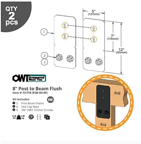Ozco Building Products Ironwood 8-inch Post to Beam Flush Connector - 2 per Pack