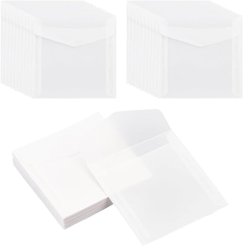 PH PandaHall 50pcs Glassine Envelopes - 4.7x4.7'' White Translucent Paper Envelopes for Weddings & Crafts