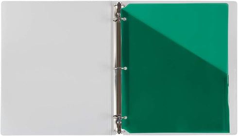 JAM PAPER Plastic Binder Dividers with Pocket - 11 3/16 x 9 1/4 - Green - 6/Pack