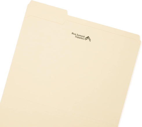 Blue Summit Supplies 100 Reinforced File Folders, 1/3 Cut Tab, Letter Size, Manila, Heavy Duty 14PT Paper