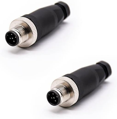 2 Pcs M12 Connector 5 Pin Male A-Code Unshielded Field Installable Connector, Straight Male Plug for Industrial Sensor