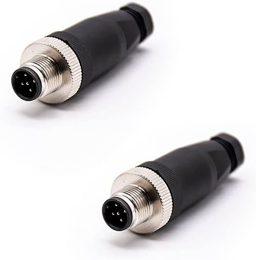 2 Pcs M12 Connector 5 Pin Male A-Code Unshielded Field Installable Connector, Straight Male Plug for Industrial Sensor