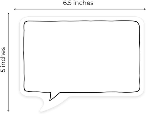Speech Bubble Shaped Sticky Note Pad Assortment, 6.5" x 5", Set of Three Black Line Sticky Note Designs