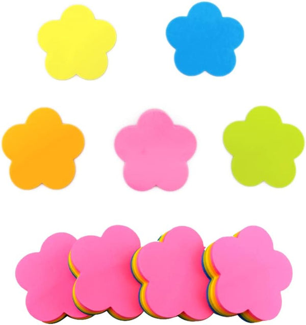 Mini Colorful Flower Shaped Sticky Notes, Cute Self-Stick Memo Pads Set for Office School (4 Pads 400 Sheets Total)