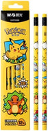 Pikachu Pencils with Eraser, 2B Triangular Pencils 12 Count (Yellow)