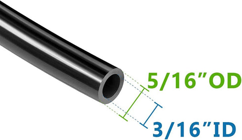 Feelers Pneumatic PU Tubing, 5/16"OD Hose PU Polyurethane Air Hose Tube Line for Air Compressor Water Fluid Transfer Black (16.4 ft)