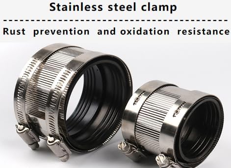 Flexible Pipe Coupling with Stainless Steel Clamps, Pipe Connector for PVC and Metal Pipes (2 inch/56mm-60mm)