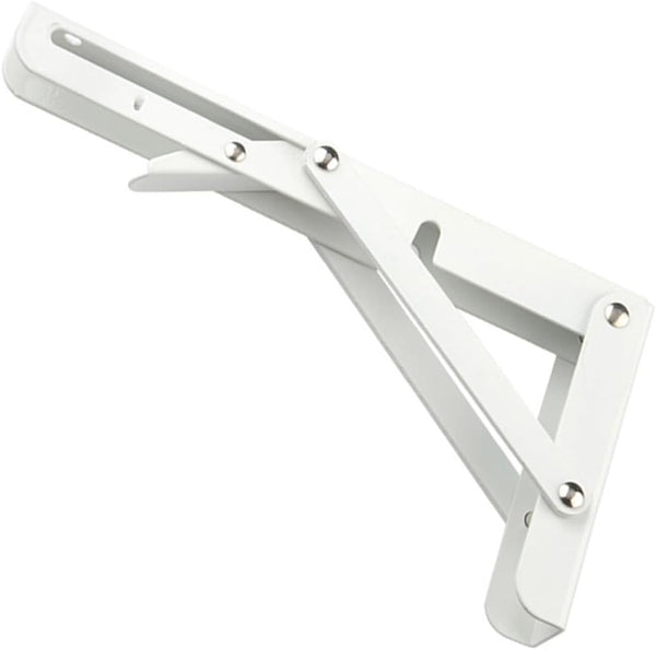 SHINEOFI 12 Inch Foldable Triangle Shelf Bracket Stainless Steel White Wall Mounted Support