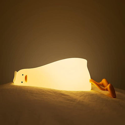 Generic 3 Dimmable Lying Flat Duck Night Light, Level LED Nursery Nightlight,Cute Lamps Silicone Light Up