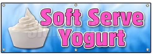 SignMission 72" Soft Serve Yogurt Banner Sign Healthy Homemade Topping Delicious Frozen