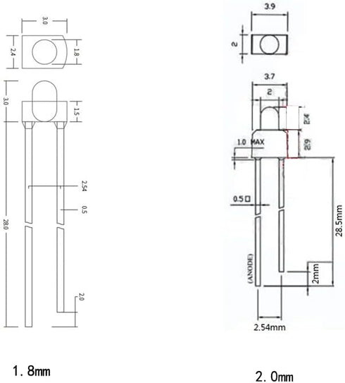 100PCS 2mm Round top LED Diode Light Assorted Kit Green Blue White Yellow Red Component DIY (Water Clear Len Kit(r,g,b,w,y), 2mm Round top) by Cleiscry