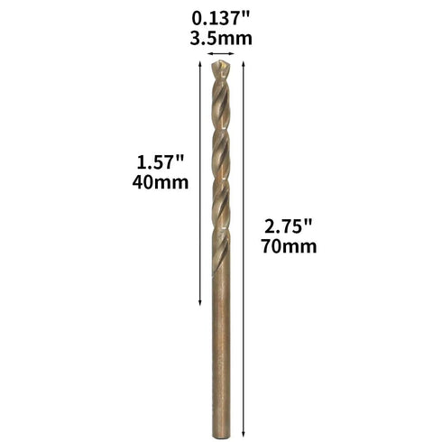 M35 Cobalt Drill Bit Set, 3.5mm, 10 Pieces for Hard Metals, Exceptional Heat Resistance, Industrial-Grade Design