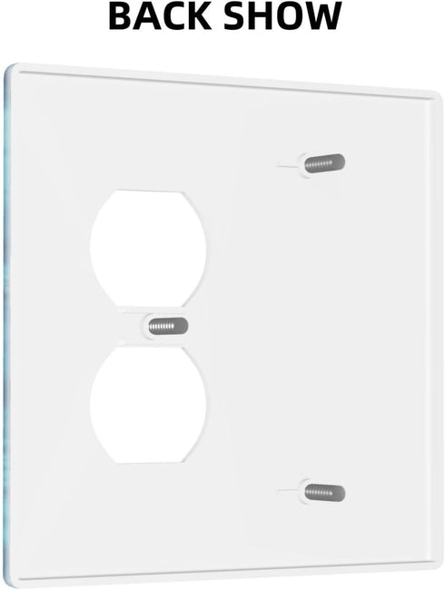ELTIVNOS 2 Size(4.6x4.5in) Spa Theme,Outlet Covers Gang Wall Plates,Massage Stones with Flower on The Waters,Light