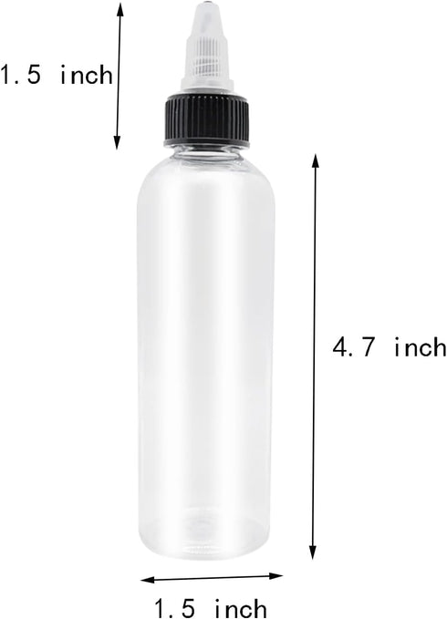 6 Pcs Dispensing Bottles, 4oz Plastic Boston Squeeze Bottles with Twist Top Cap by XYSMZM