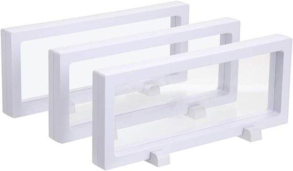 Skelang 3D Floating Display Case, White Rectangular Coin Holder Display Stand, 9"×3.54"×0.75" for Coins and Jewelry