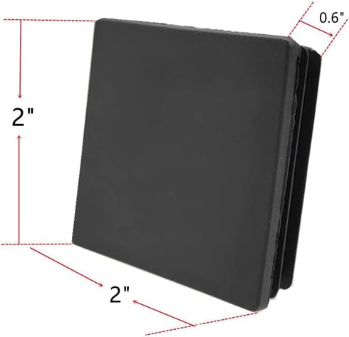 KZPA (16 Pack) 2 inch 2" 2" /50mm*50mm Square Tubing Plugs,Tubing Post End Caps x Fence Post Pipe Cap Black Plastic