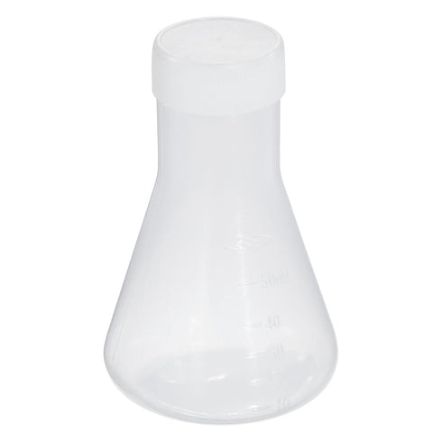 PATIKIL 50ml Plastic Erlenmeyer Flask - 1 Pack Narrow Mouth Conical Flask for Laboratory, Clear