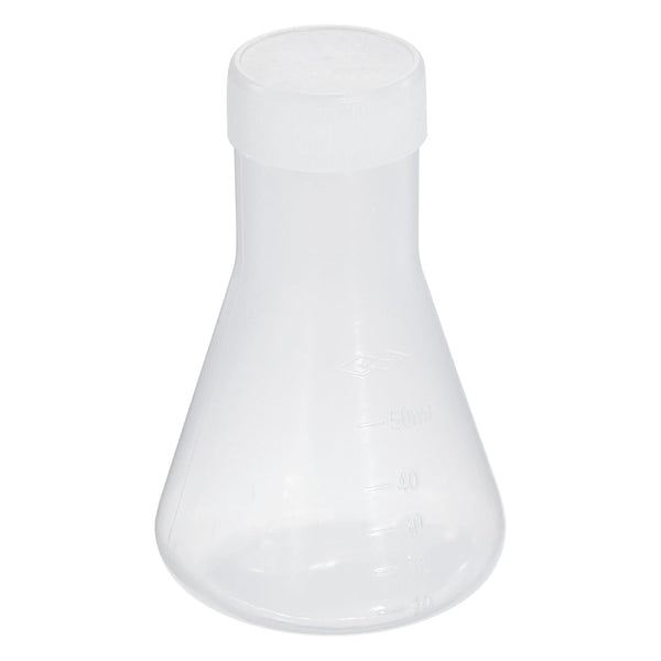 PATIKIL 50ml Plastic Erlenmeyer Flask - 1 Pack Narrow Mouth Conical Flask for Laboratory, Clear