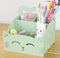 DIY Cat Storage Artwork, Green Cosmetic Collection Pen Pencil Holder Organizer for Desk