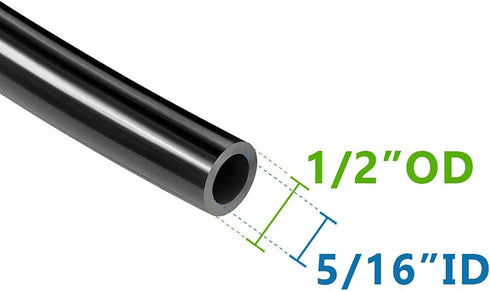 Feelers Pneumatic PU Tubing, 1/2"OD Hose PU Polyurethane Air Hose Tube Line for Air Compressor Water Fluid Transfer Black (9.84 ft)