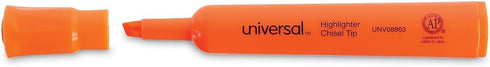 Universal 08863 Fluorescent Orange Desk Highlighter, Chisel Tip, Dozen