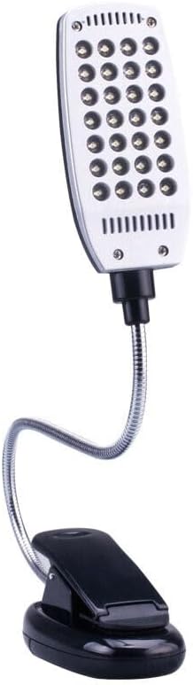 anso 28 Flexible USB Battery Power LED Light Clip-on Bedside Table Light Goose Neck Desk Lamp (White)