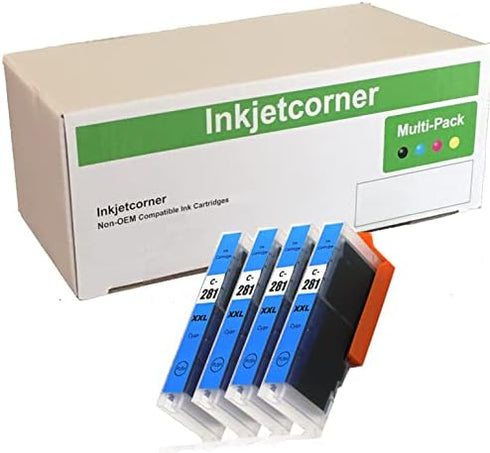 Inkjetcorner Compatible Ink Cartridge Replacement for CLI-281C CLI-281 XXL for TR8620 TR8622 (Cyan, 4-Pack)
