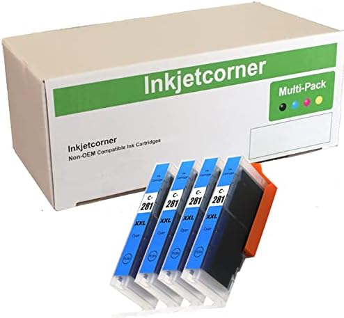 Inkjetcorner Compatible Ink Cartridge Replacement for CLI-281C CLI-281 XXL for TR8620 TR8622 (Cyan, 4-Pack)
