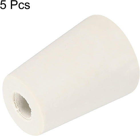 MECCANIXITY Rubber Tapered Plug, 5 Pieces, 15mm to 20mm with 8mm Hole for Test Tubes, White