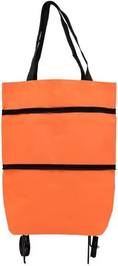TNRAADREM 2 1 in Lightweight Collapsible Shopping Cart, Folding Cart with Wheels, Reusable Grocery Bags, Travel Bag