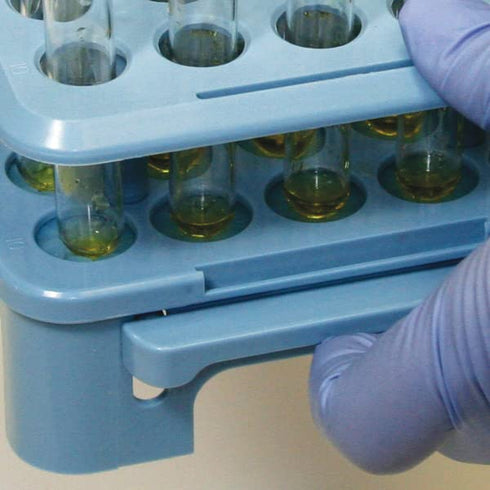 Globe Scientific Tube Rack with Grippers, Polypropylene, Autoclavable, Tube Ejector for Up to 15mm Tubes